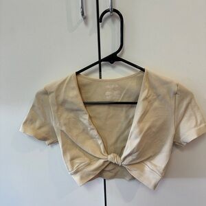 Wild Fable Beige Knotted Crop Top
